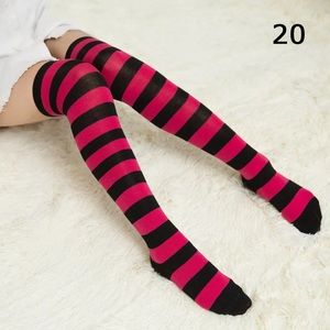 Pink and Black thigh-high socks